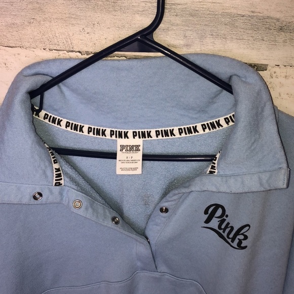 PINK Victoria's Secret quarter button up Blue/black Size small sweatshirt PINK‌ - Picture 8 of 10